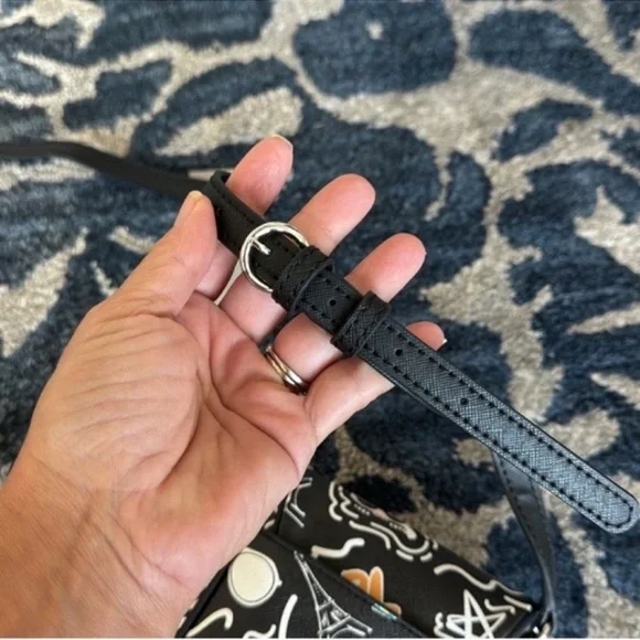 NWT Karl Lagerfeld Graffiti Paris Crossbody Bag/Purse Black White - Picture 5 of 9